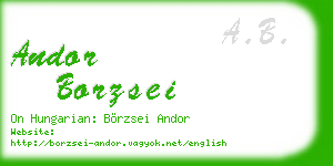 andor borzsei business card