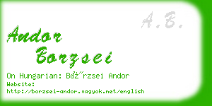 andor borzsei business card